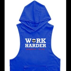 Royal Blue sleeveless hoodie, workout top